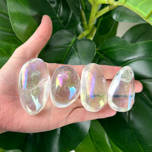 Aura Quartz Palm Stone | Pick Your Piece | High Vibration Crystal