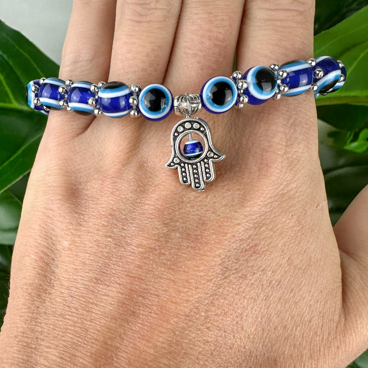 Evil Eye Bracelet with Hamsa Charm | Protection & Spiritual Shield