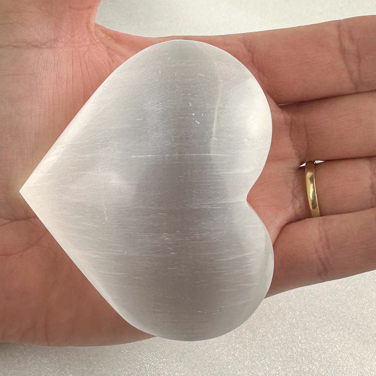 Intuitively Selected Satin Spar Selenite Heart - Beautiful Glow, 135g