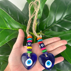 Colourful Evil Eye Heart Hanging | Protection Decor Charm