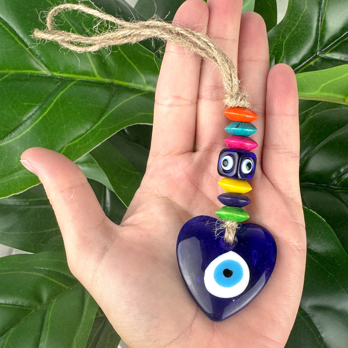 Colourful Evil Eye Heart Hanging | Protection Decor Charm