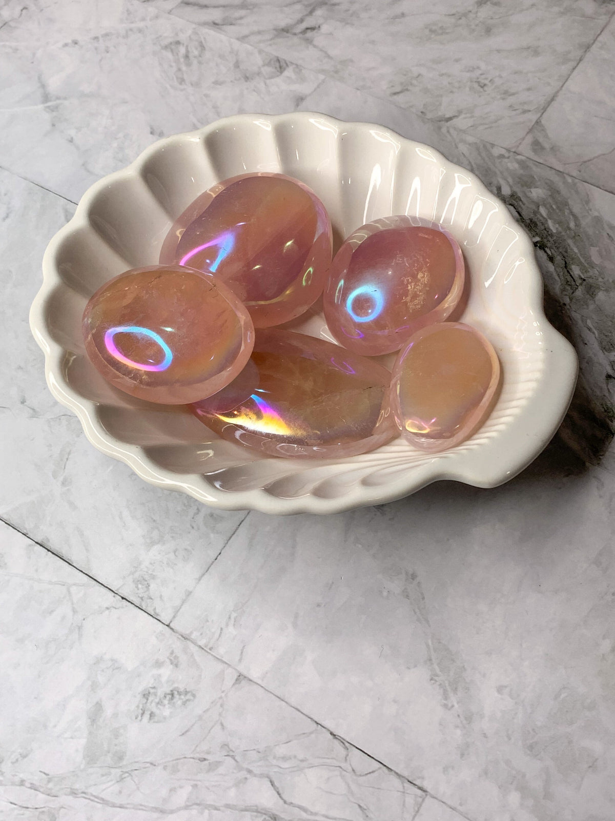 Angel Aura Rose Quartz Palm Stone