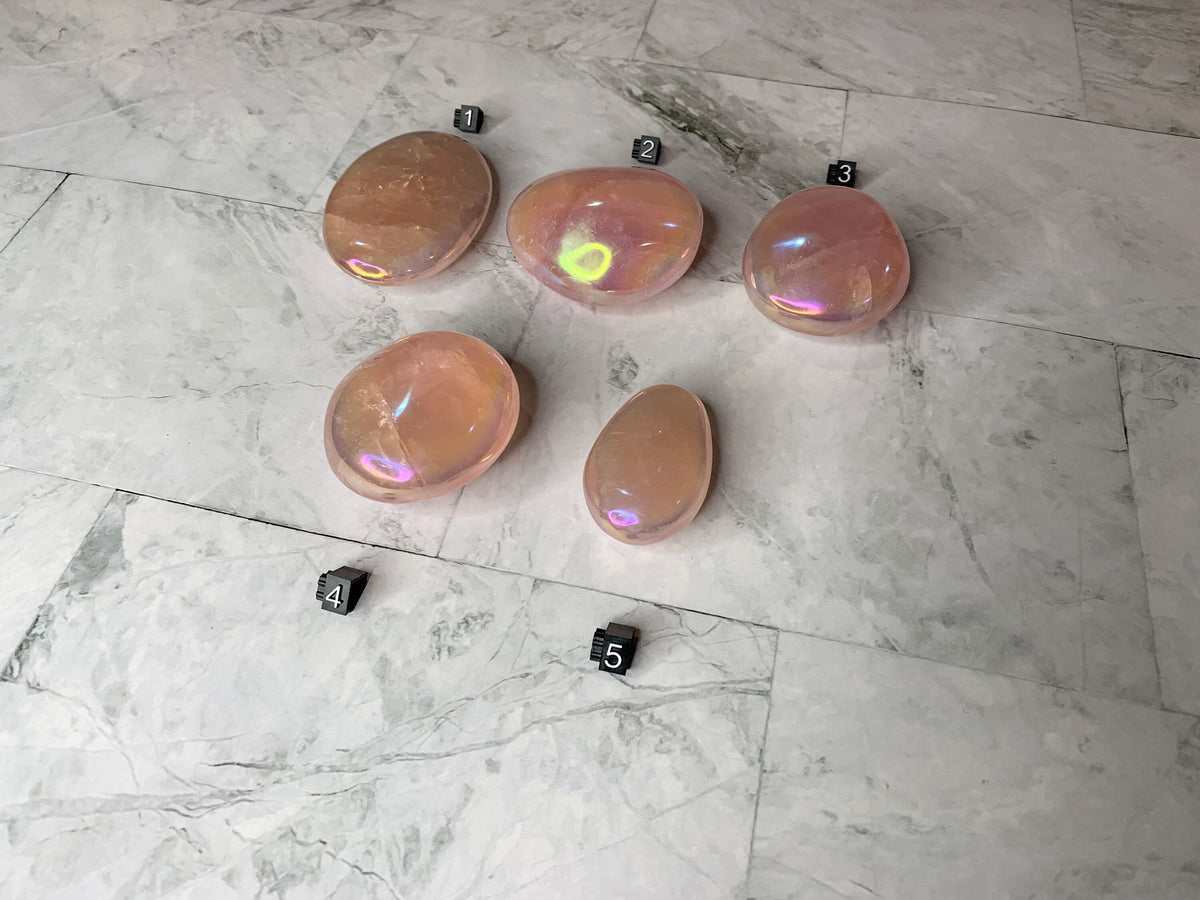 Angel Aura Rose Quartz Palm Stone