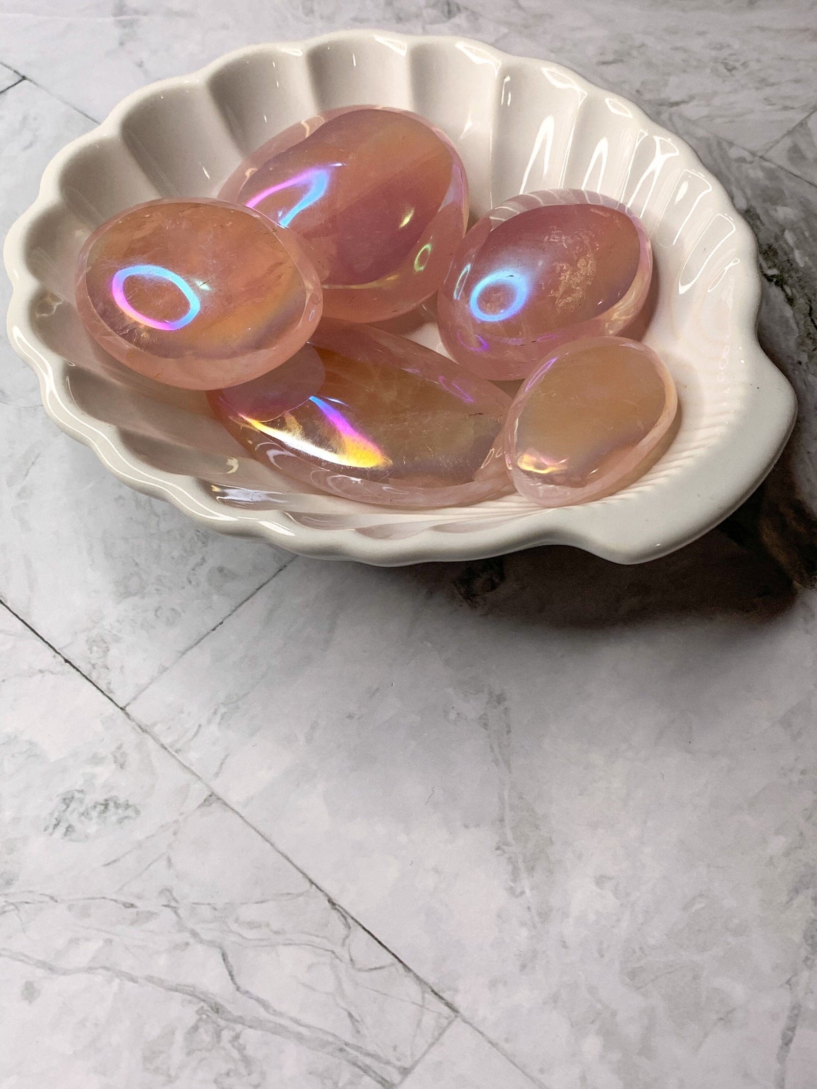 Angel Aura Rose Quartz Palm Stone