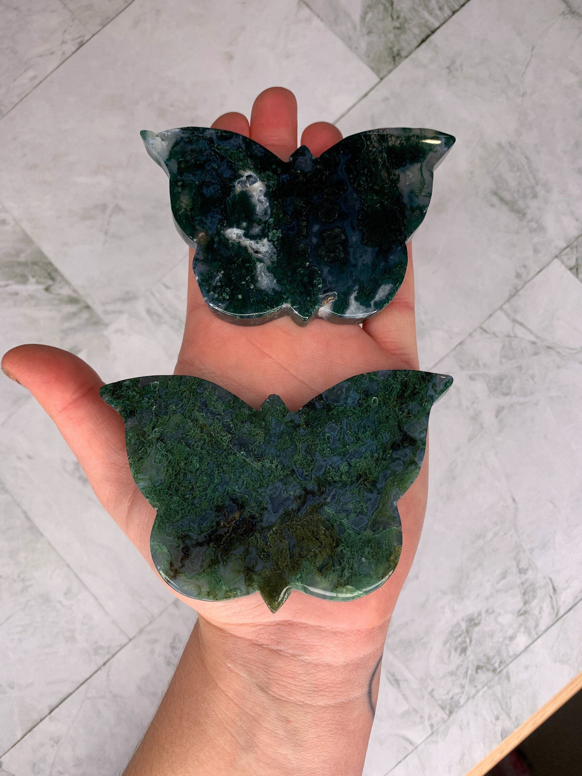 Natural Moss Agate Butterfly