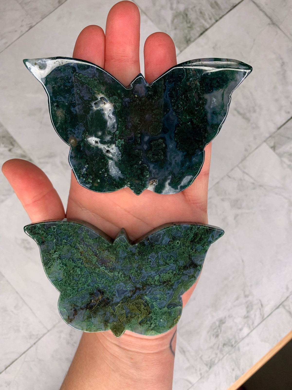 Natural Moss Agate Butterfly