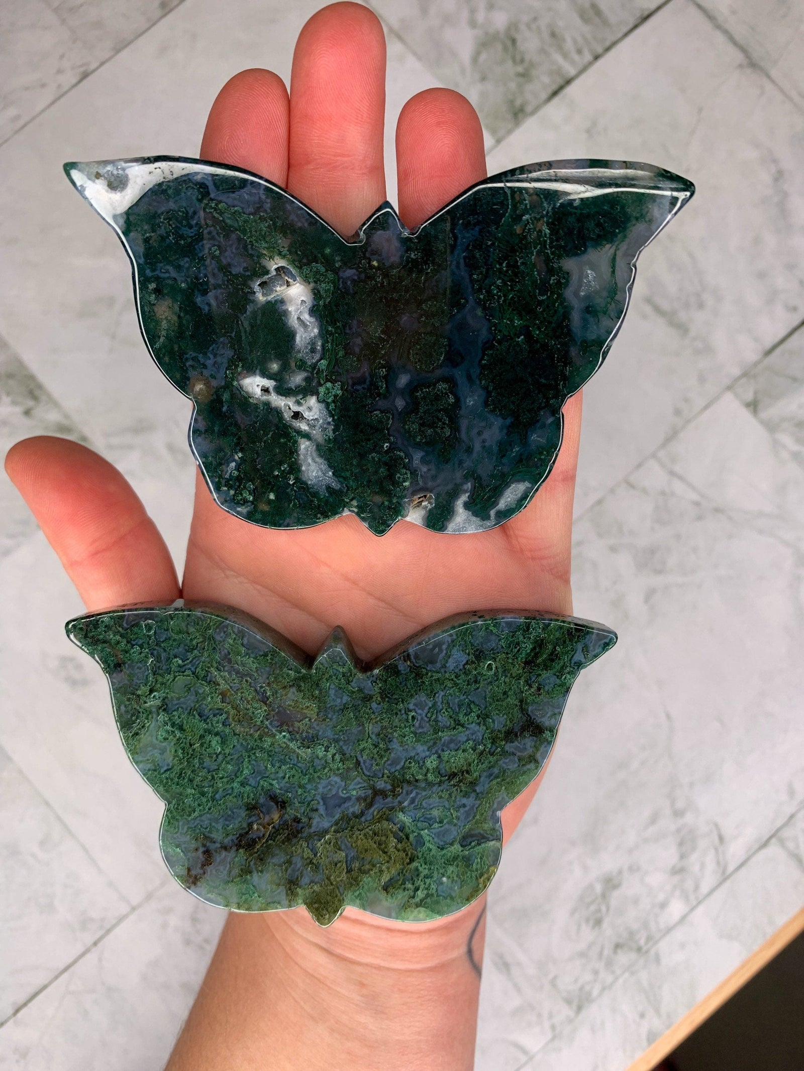 Natural Moss Agate Butterfly