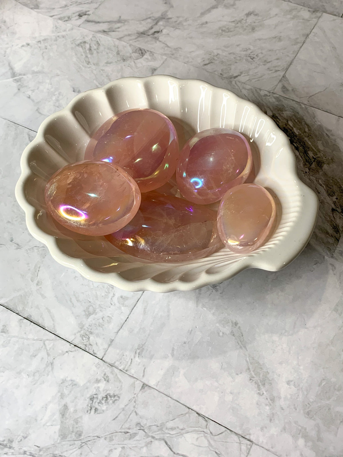 Angel Aura Rose Quartz Palm Stone