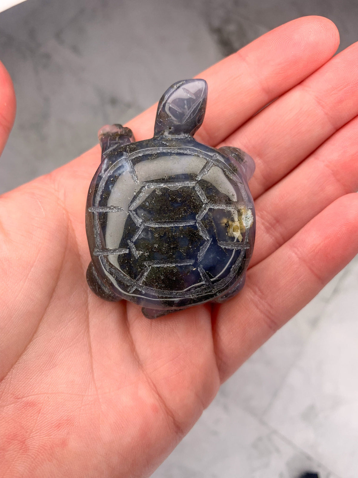 Natural Moss Agate Turtle