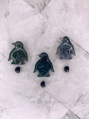 Natural Moss Agate Penguin