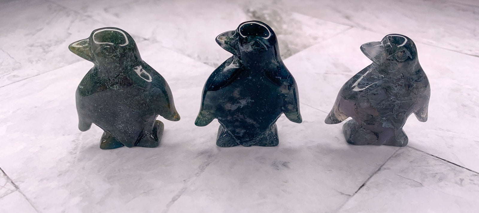 Natural Moss Agate Penguin