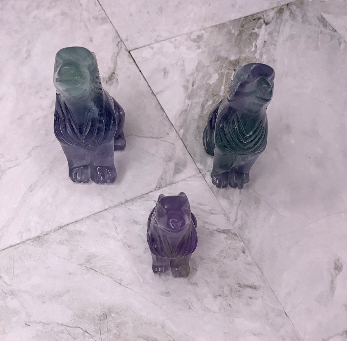 Fluorite Wolf Crystal Carving