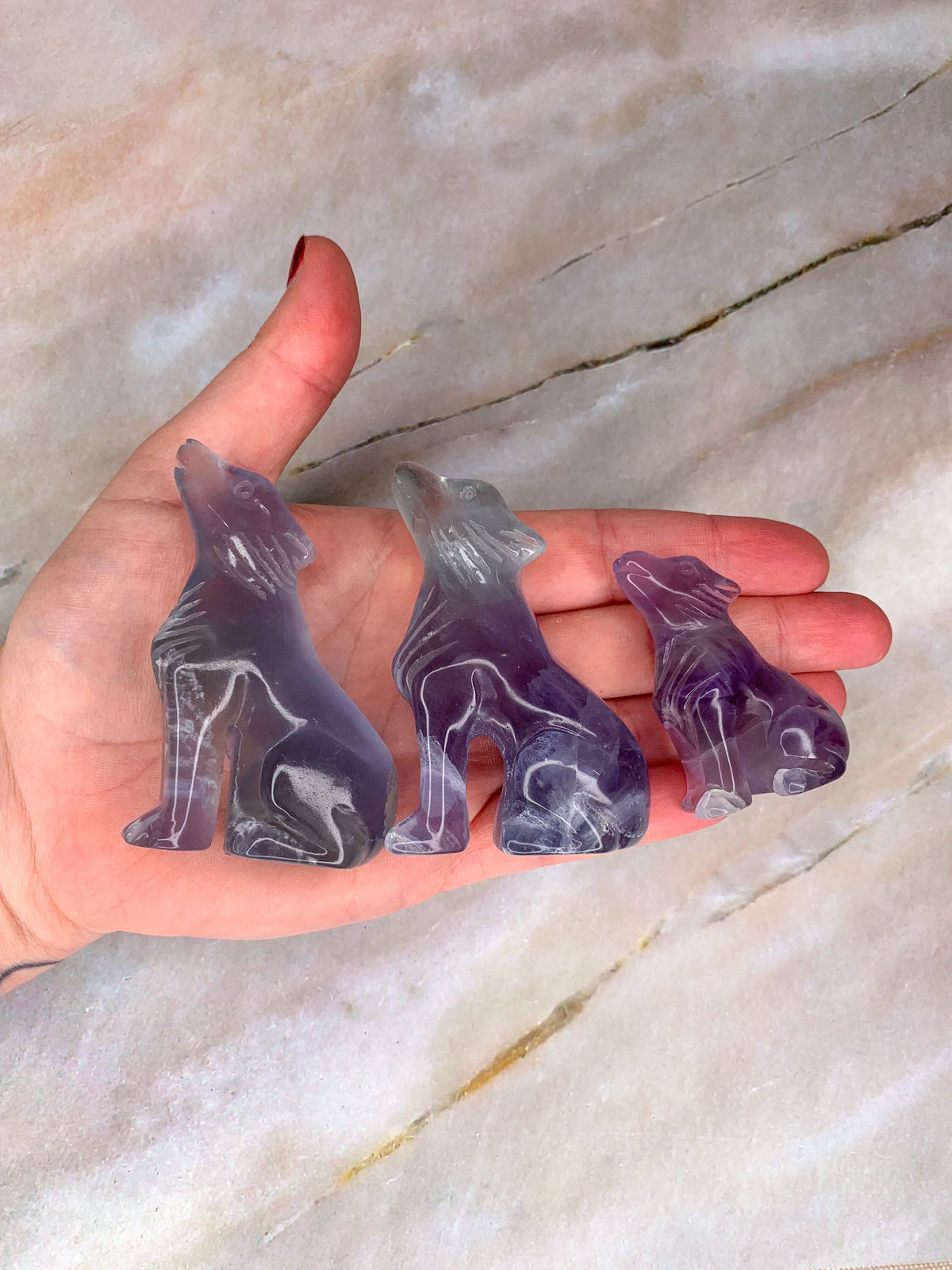 Fluorite Wolf Crystal Carving