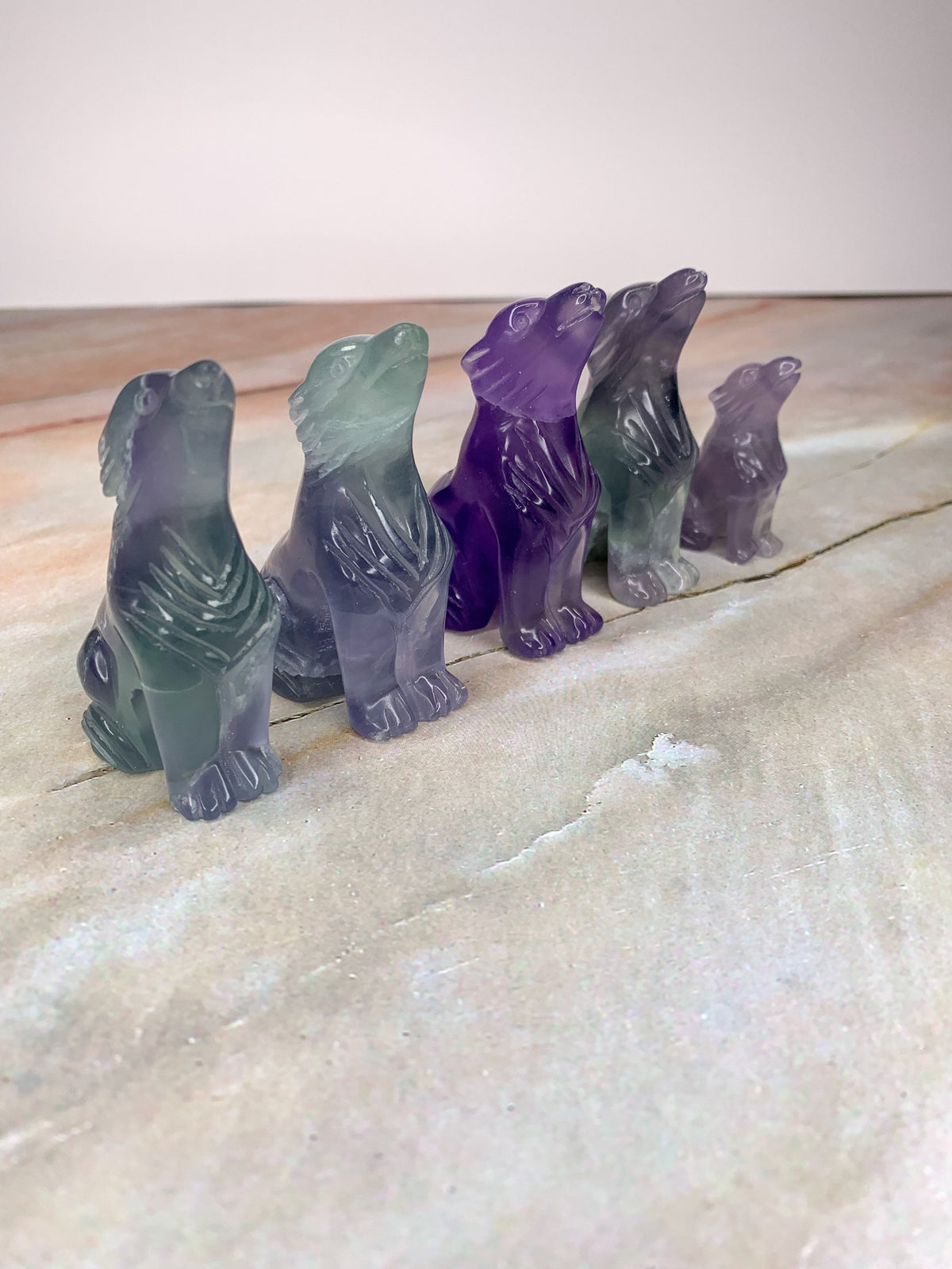 Fluorite Wolf Crystal Carving