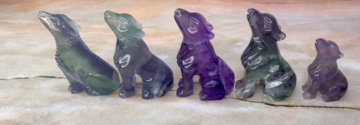 Fluorite Wolf Crystal Carving