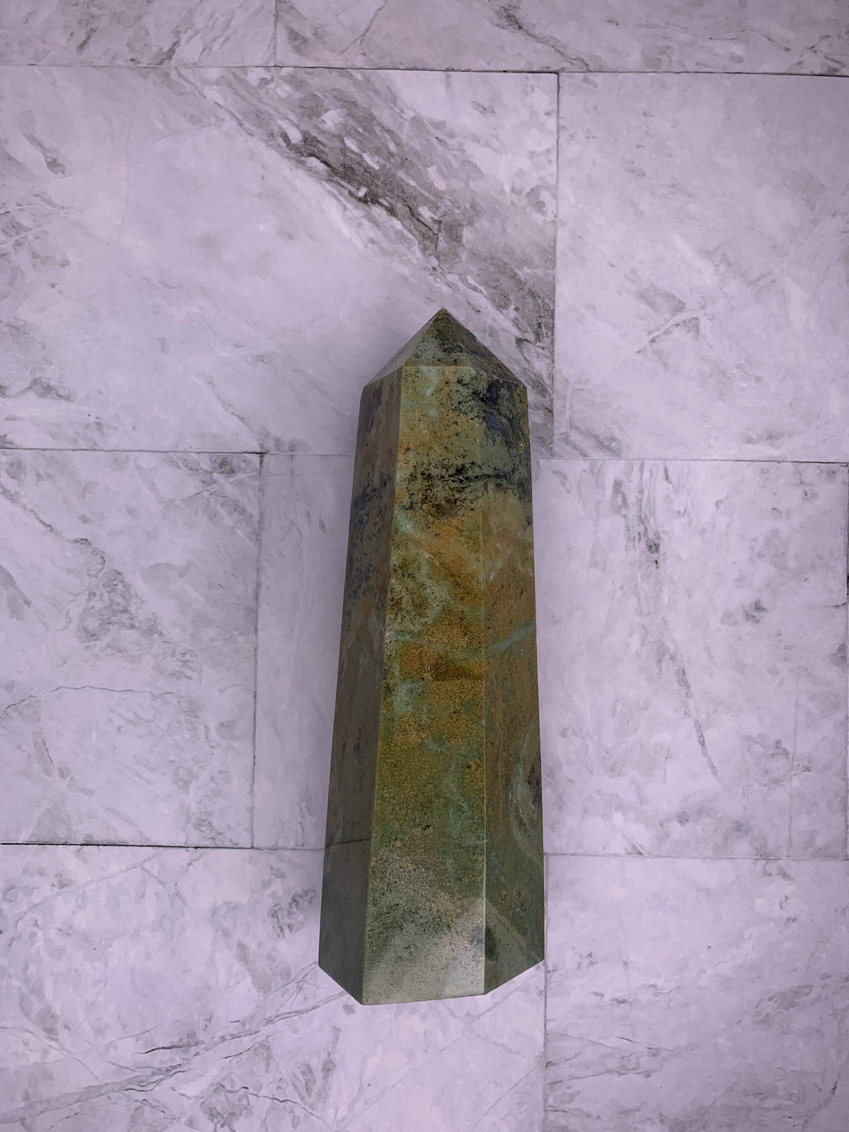 XL Natural Moss Agate Tower