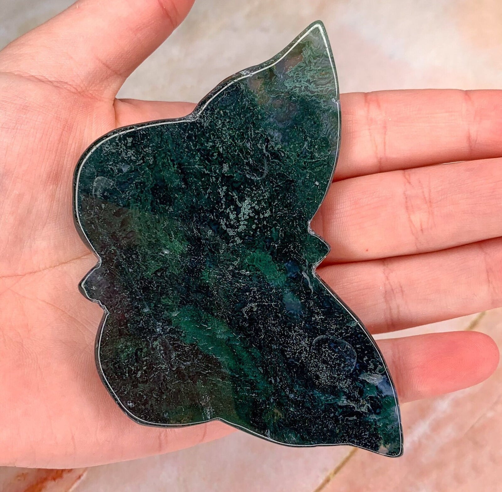 Natural Moss Agate Butterfly