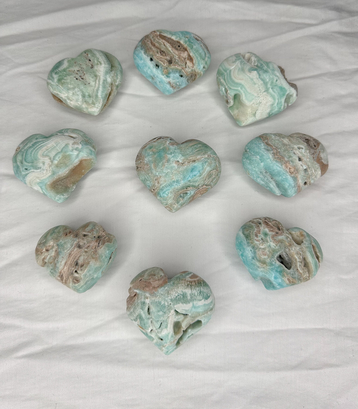 Blue Caribbean Calcite Heart Carving: Embrace Serenity with Blue Aragonite