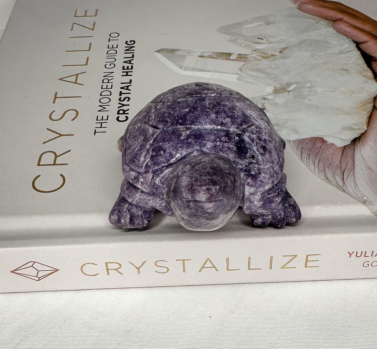 Large Mica Lepidolite Turtle Carving - Healing Crystal