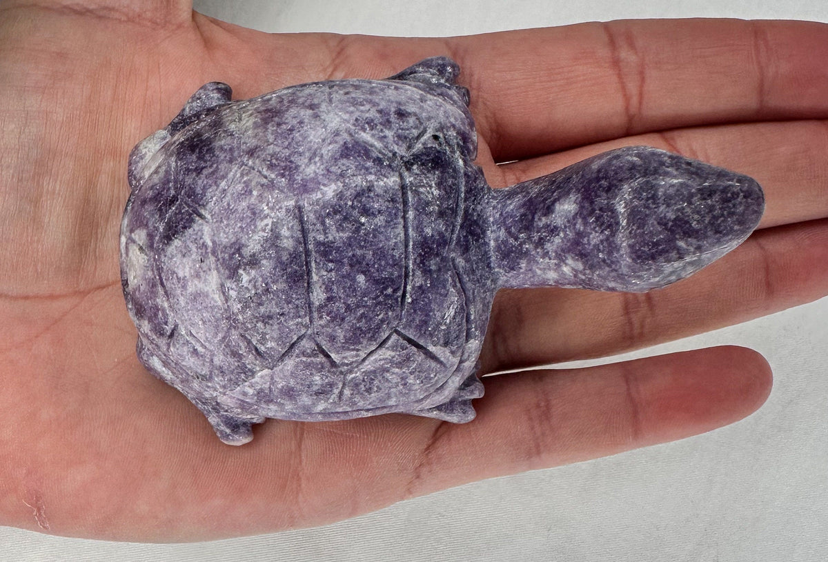 Large Mica Lepidolite Turtle Carving - Healing Crystal