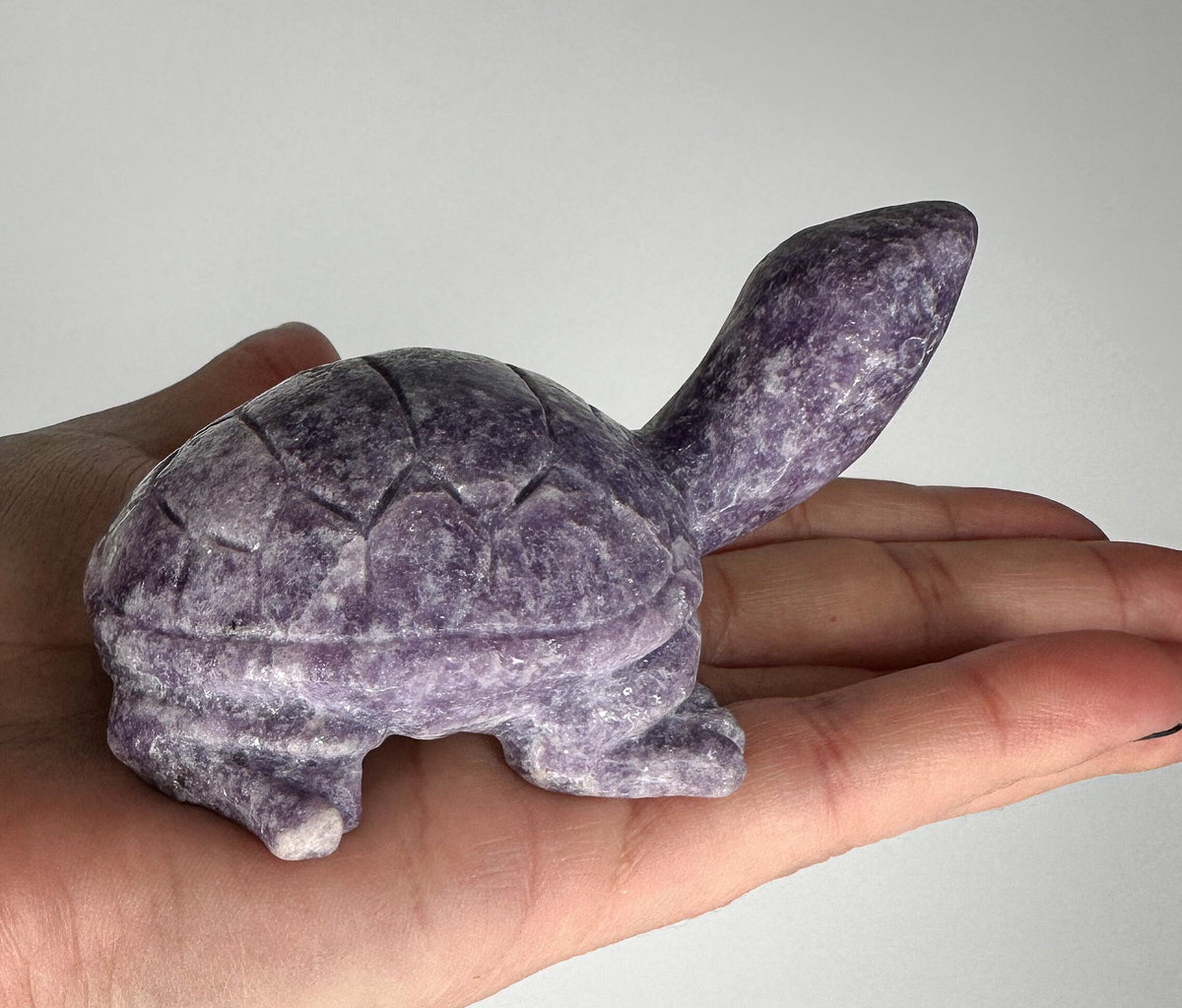 Large Mica Lepidolite Turtle Carving - Healing Crystal