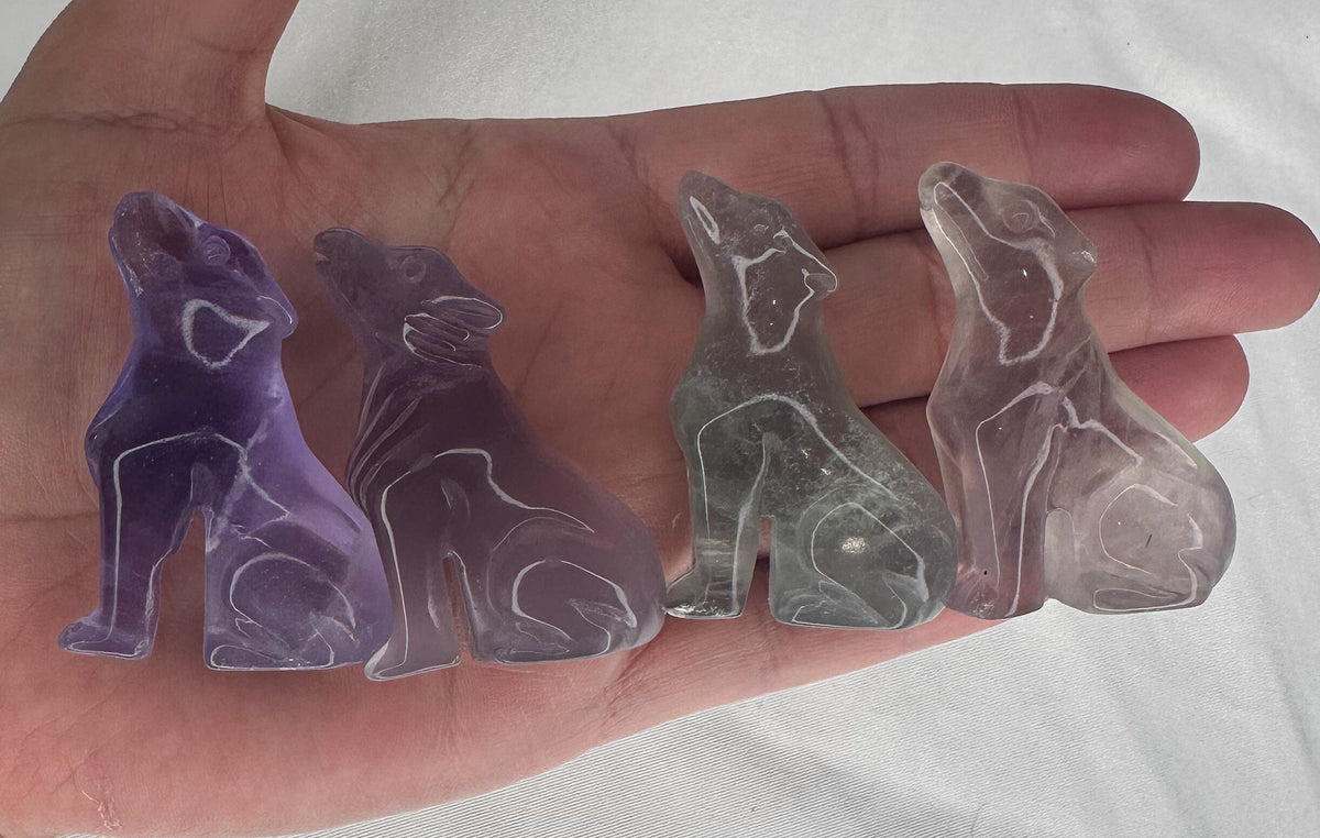 Fluorite Wolf Crystal Carving