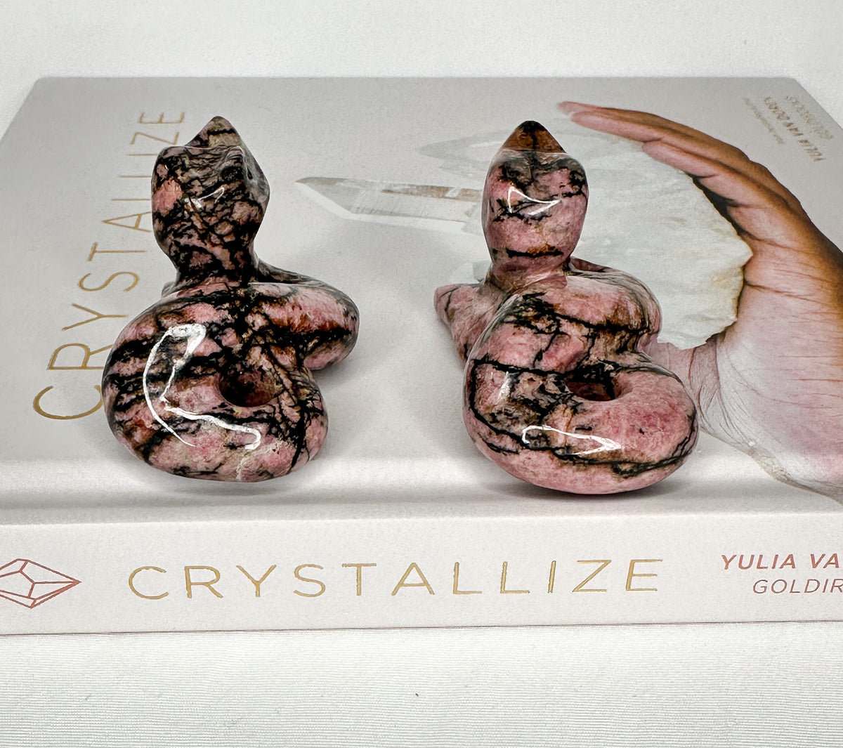 Intuitive Selection Rhodonite Snake Carving - Healing Crystal