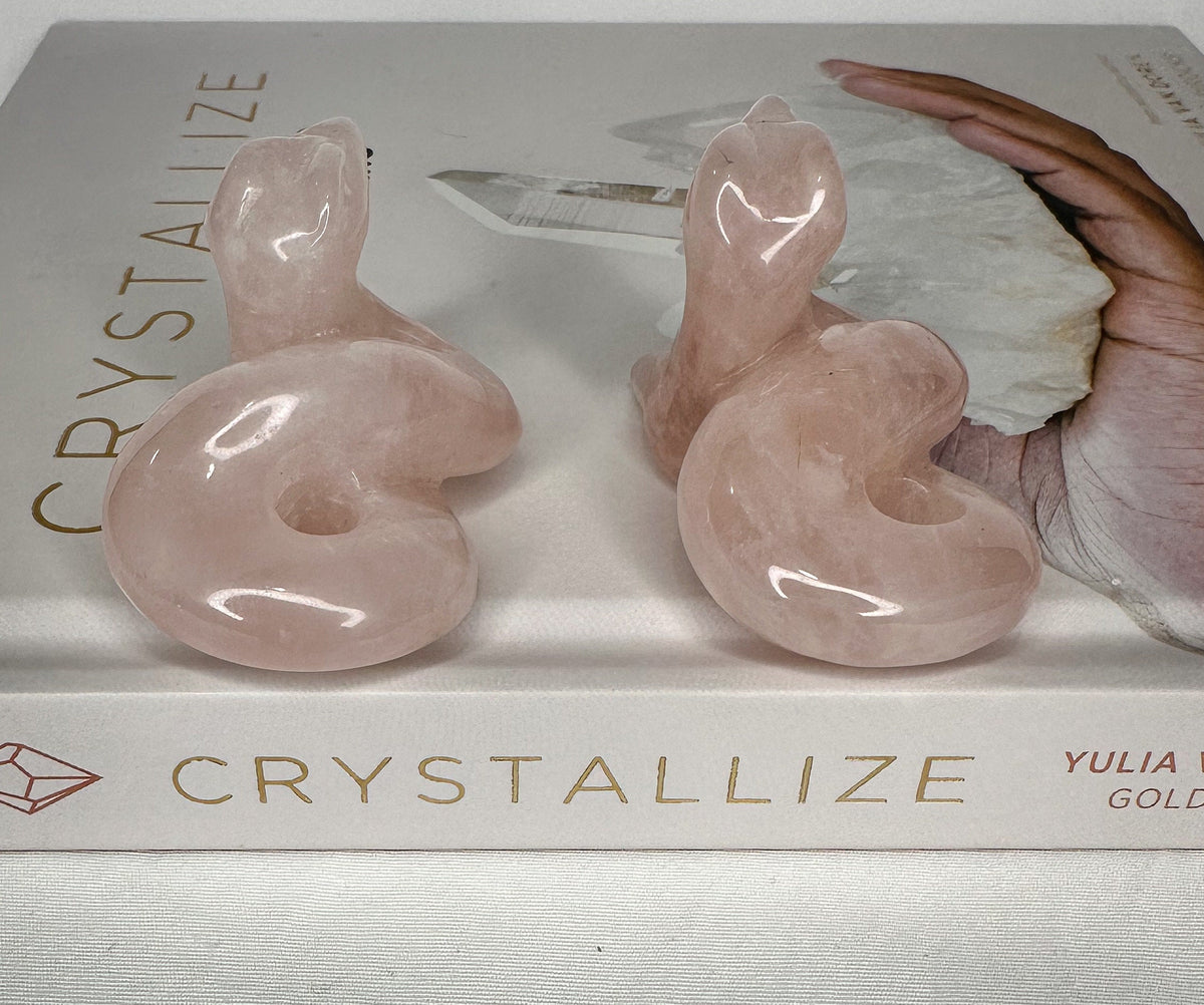 Rose Quartz Snake Carving - Healing Crystal
