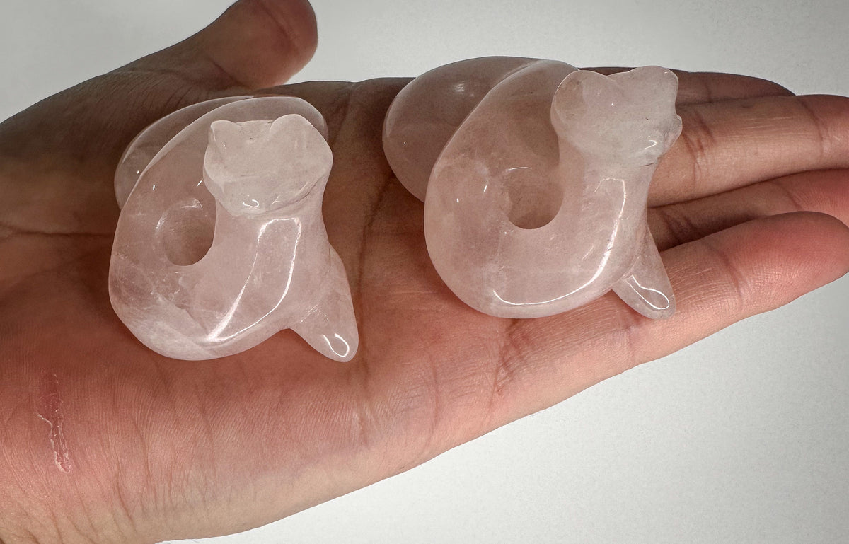 Rose Quartz Snake Carving - Healing Crystal