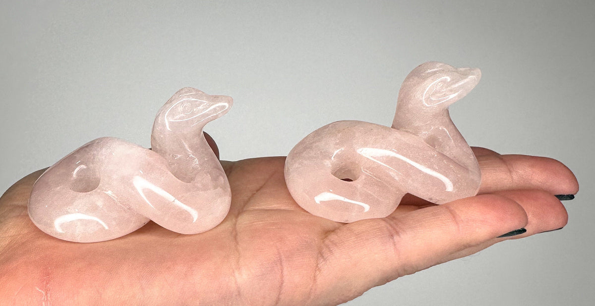 Rose Quartz Snake Carving - Healing Crystal