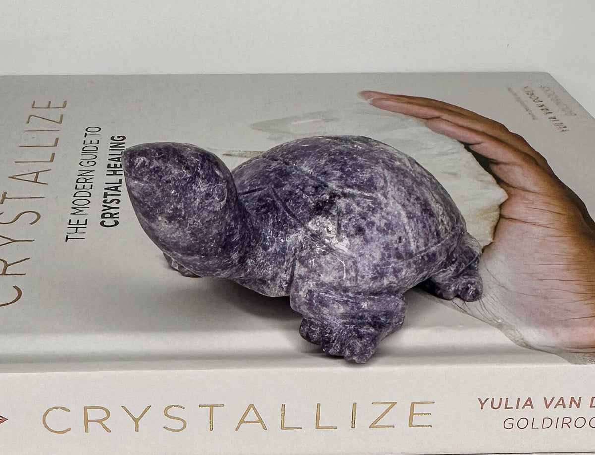 Large Mica Lepidolite Turtle Carving - Healing Crystal