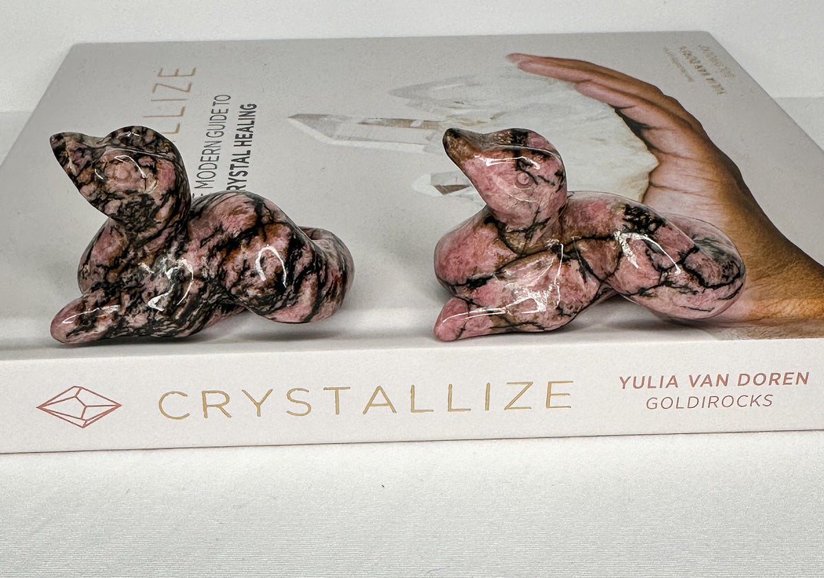 Intuitive Selection Rhodonite Snake Carving - Healing Crystal