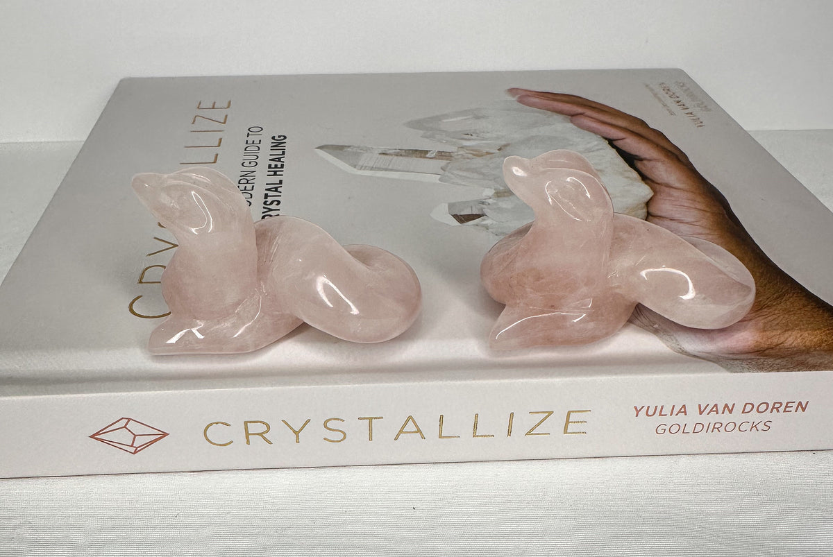 Rose Quartz Snake Carving - Healing Crystal