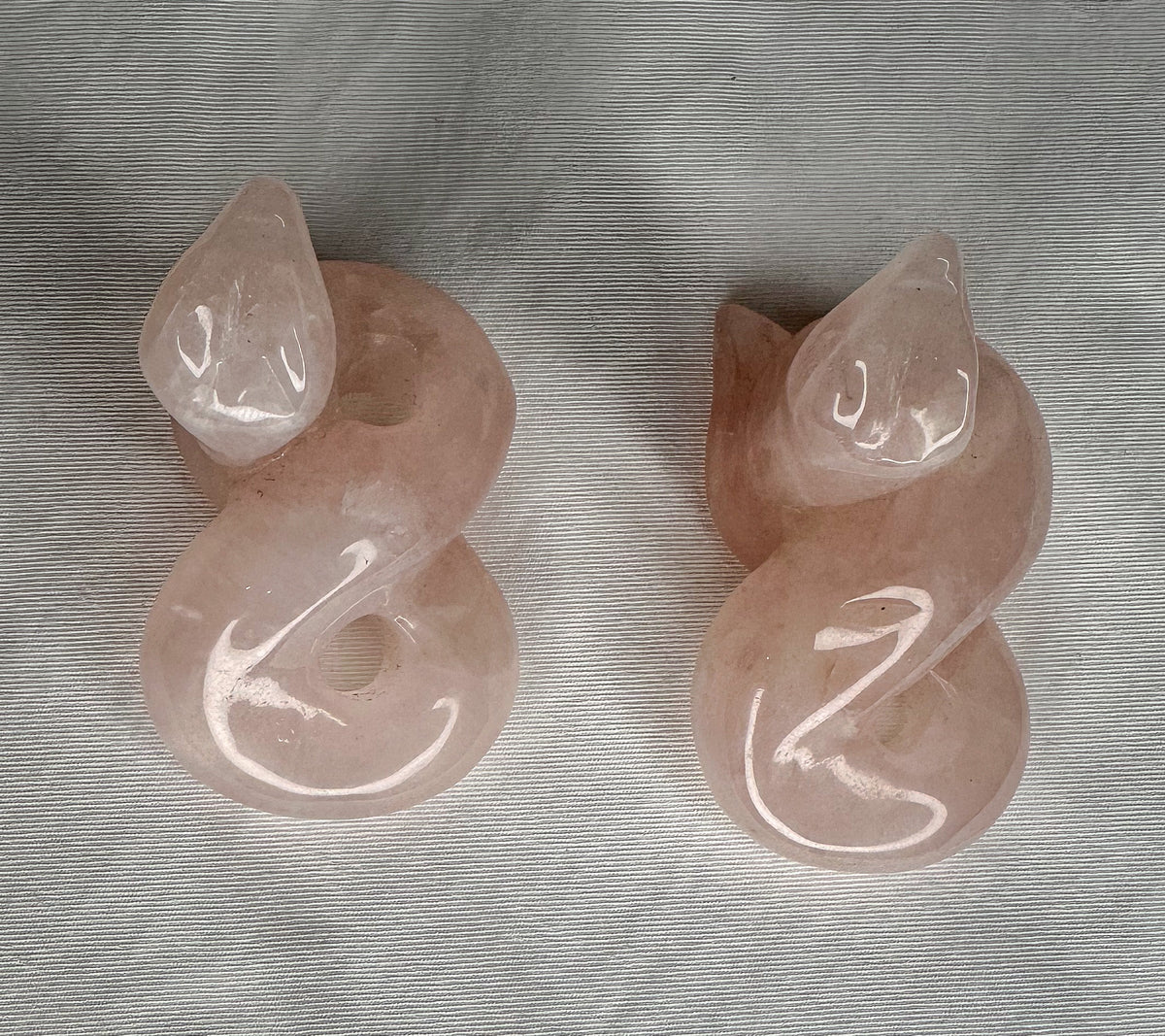 Rose Quartz Snake Carving - Healing Crystal