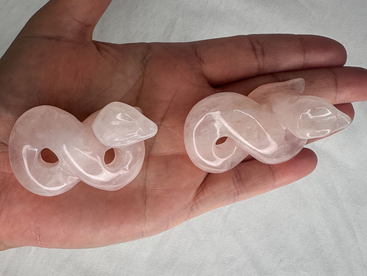 Rose Quartz Snake Carving - Healing Crystal