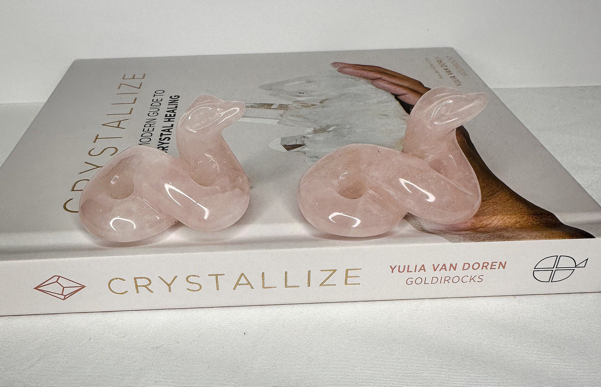 Rose Quartz Snake Carving - Healing Crystal