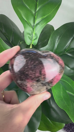 Rhodonite Heart Crystal | Emotional Healing & Self Love