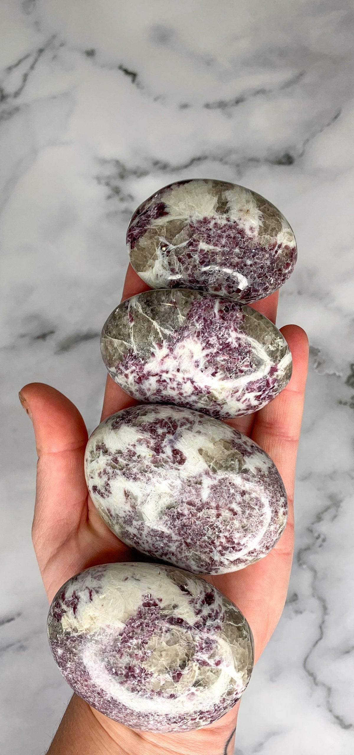 Very High Quality Lepidolite Palm Stone