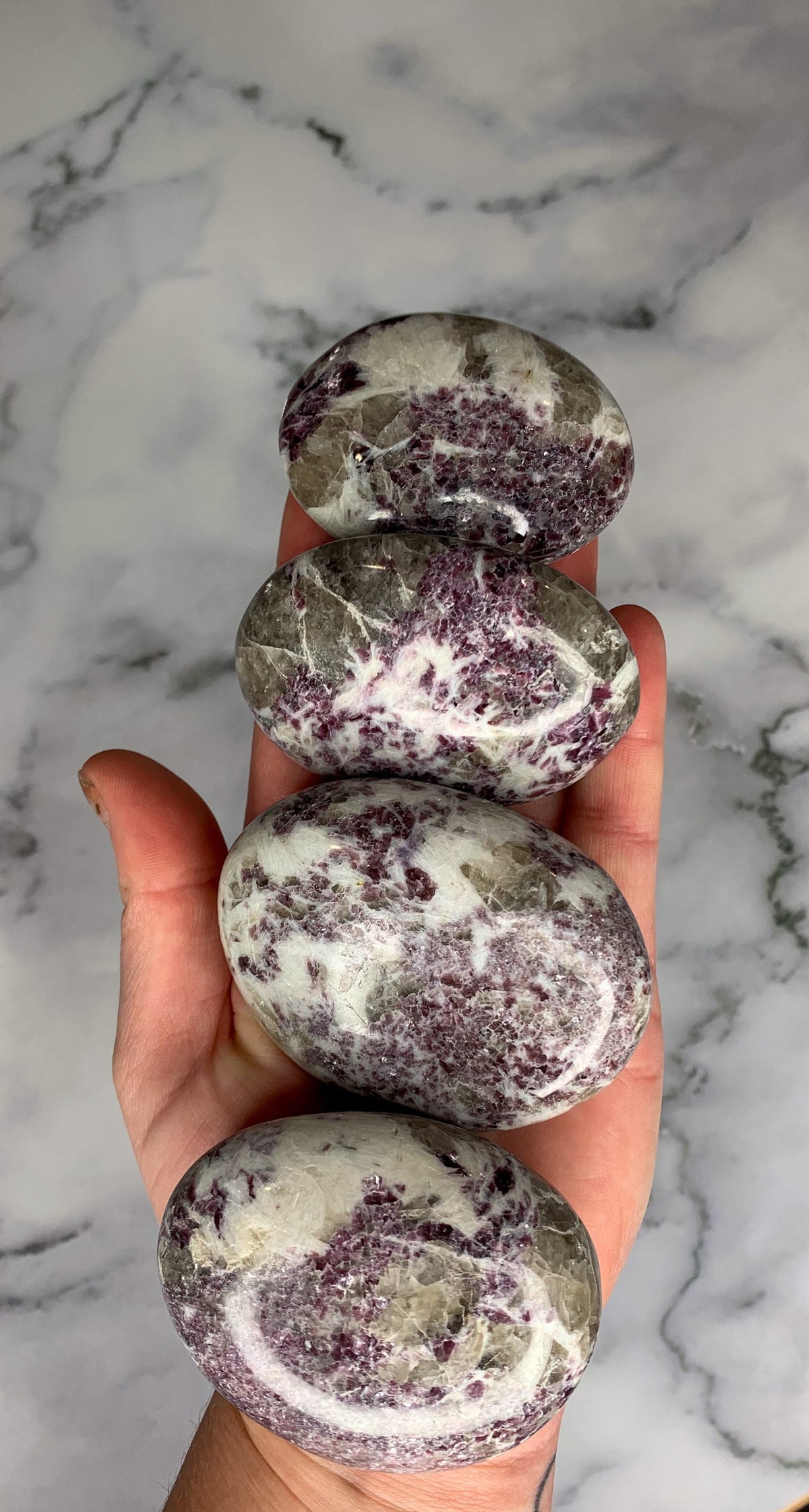 Very High Quality Lepidolite Palm Stone
