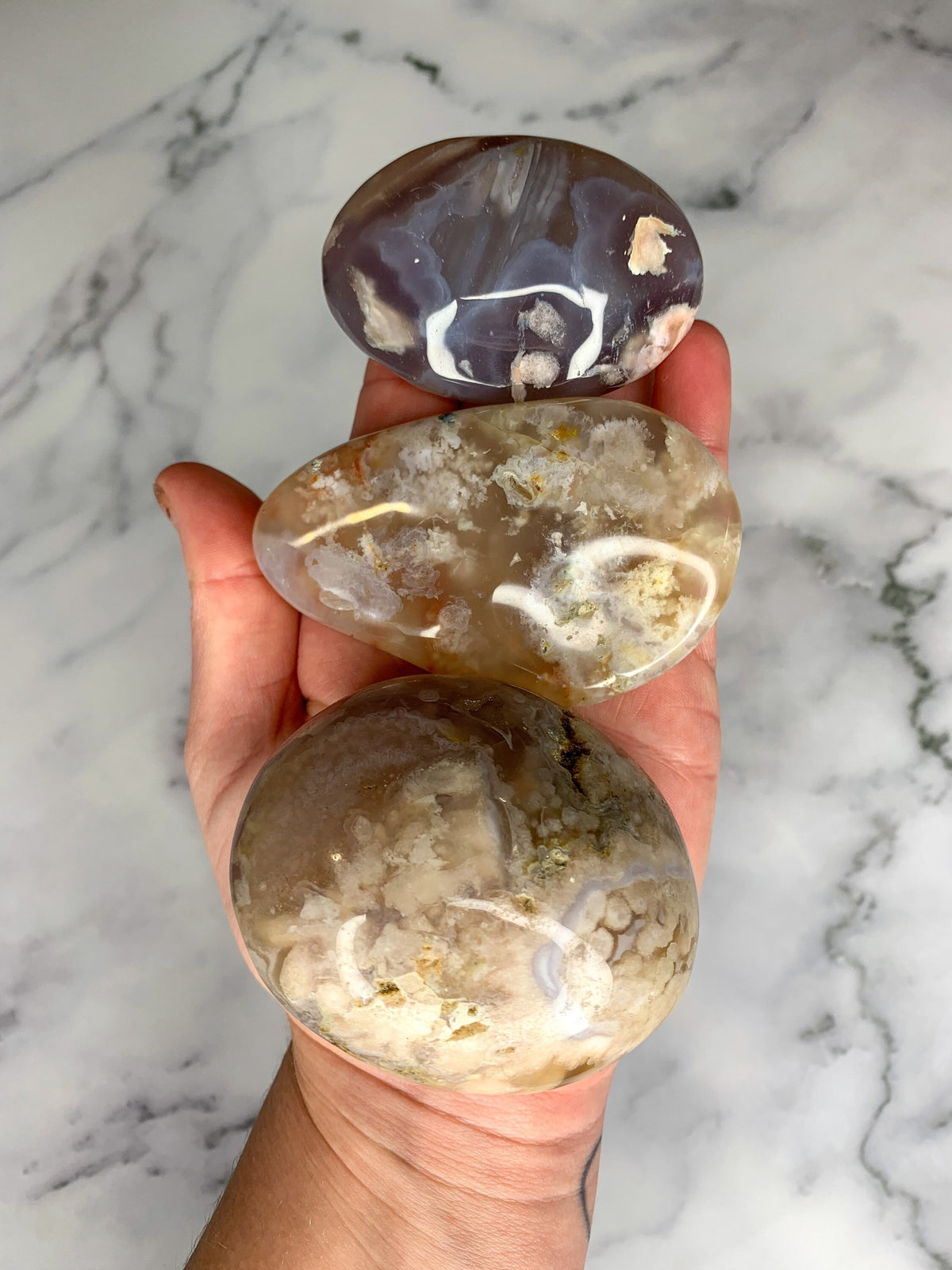 Flower Agate Palm Stone
