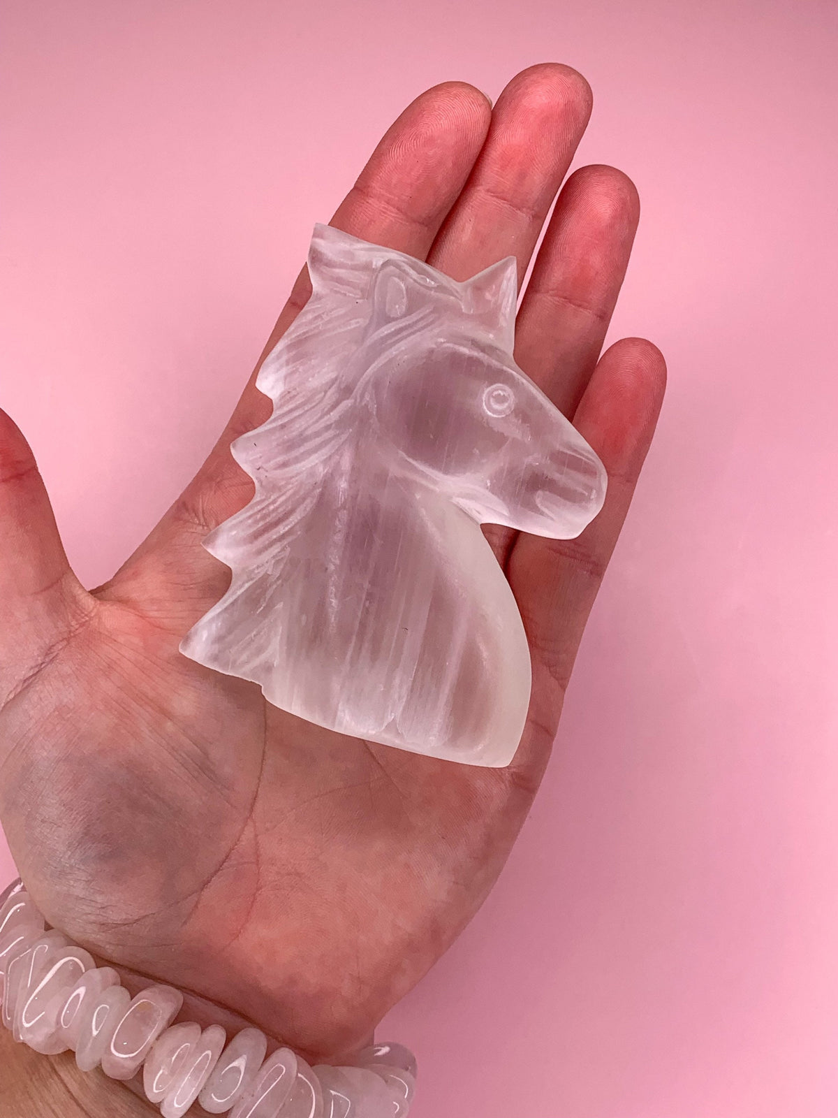 Selenite Unicorn Carving