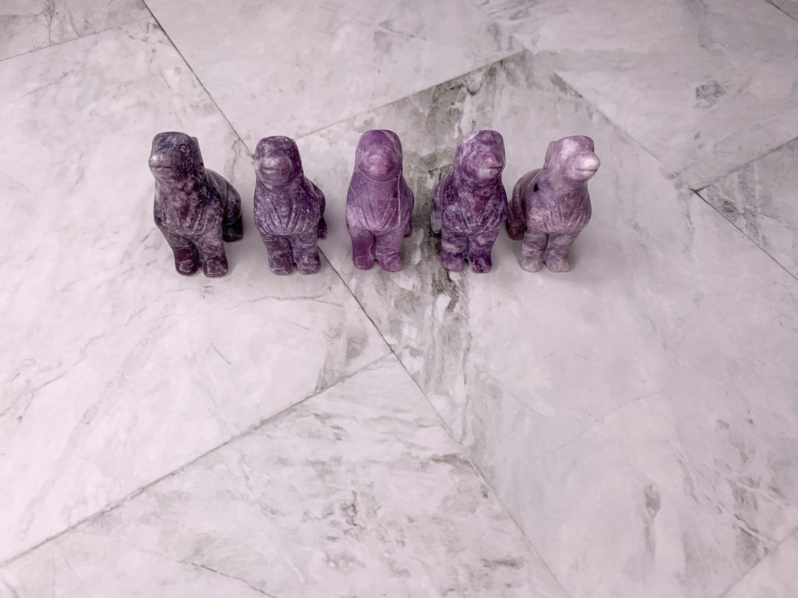 Lepidolite Wolf Carving