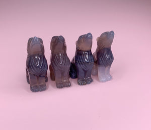Smokey Agate  Crystal  Wolf Carving,Wolf Carving