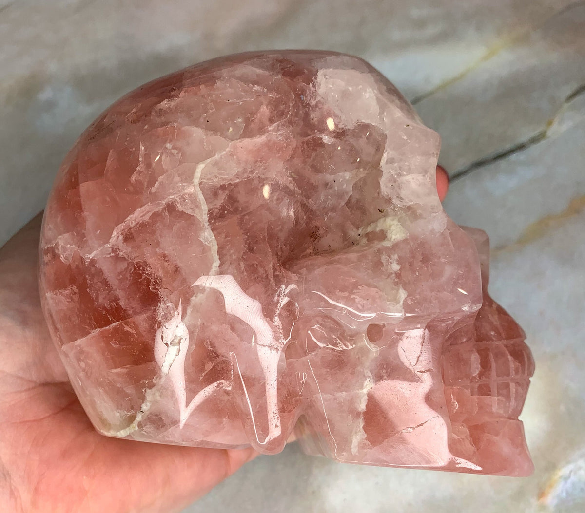 Large Rose Quartz Solid Skull
