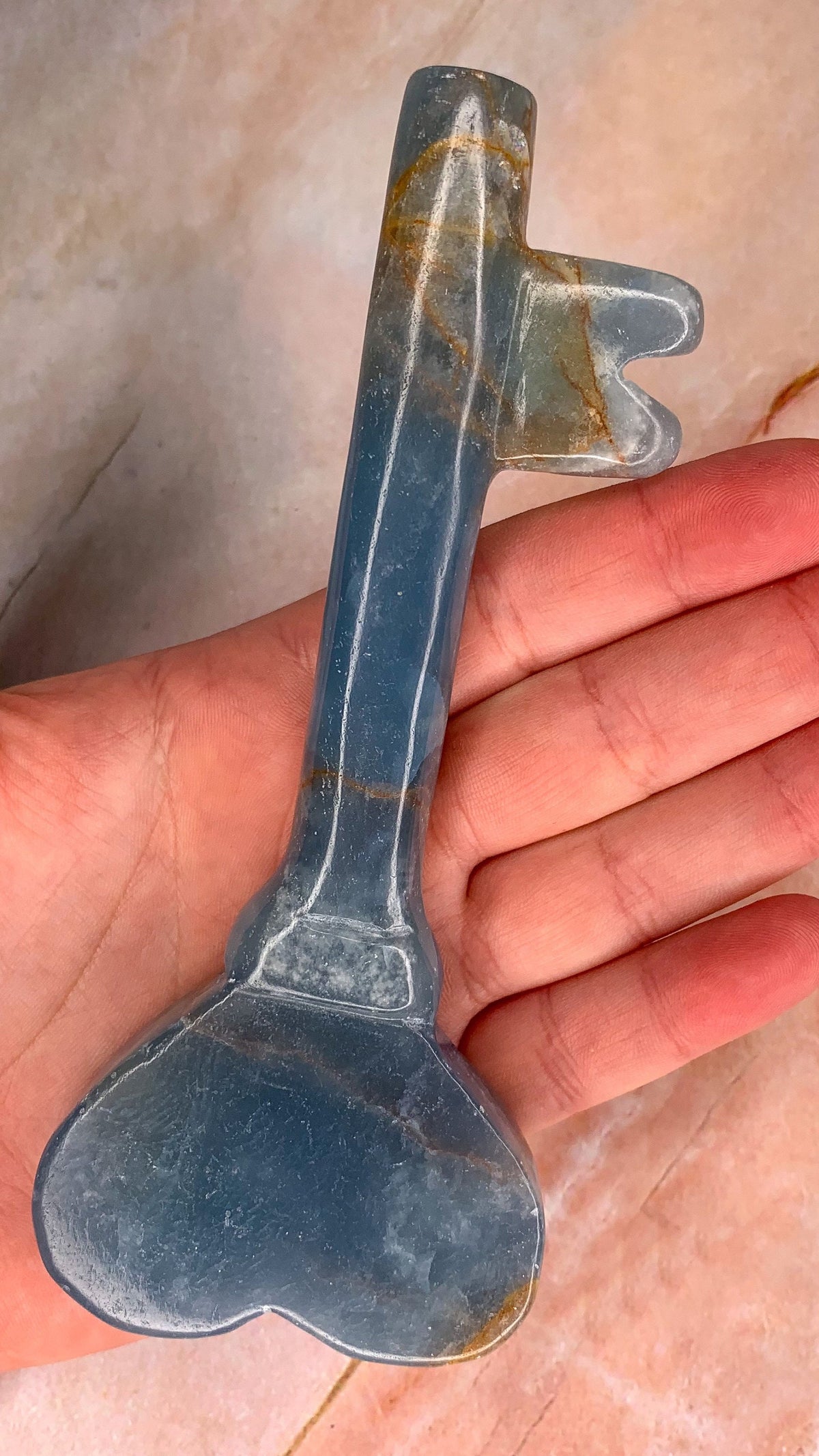 Blue Onyx  Crystal Heart Large  Key