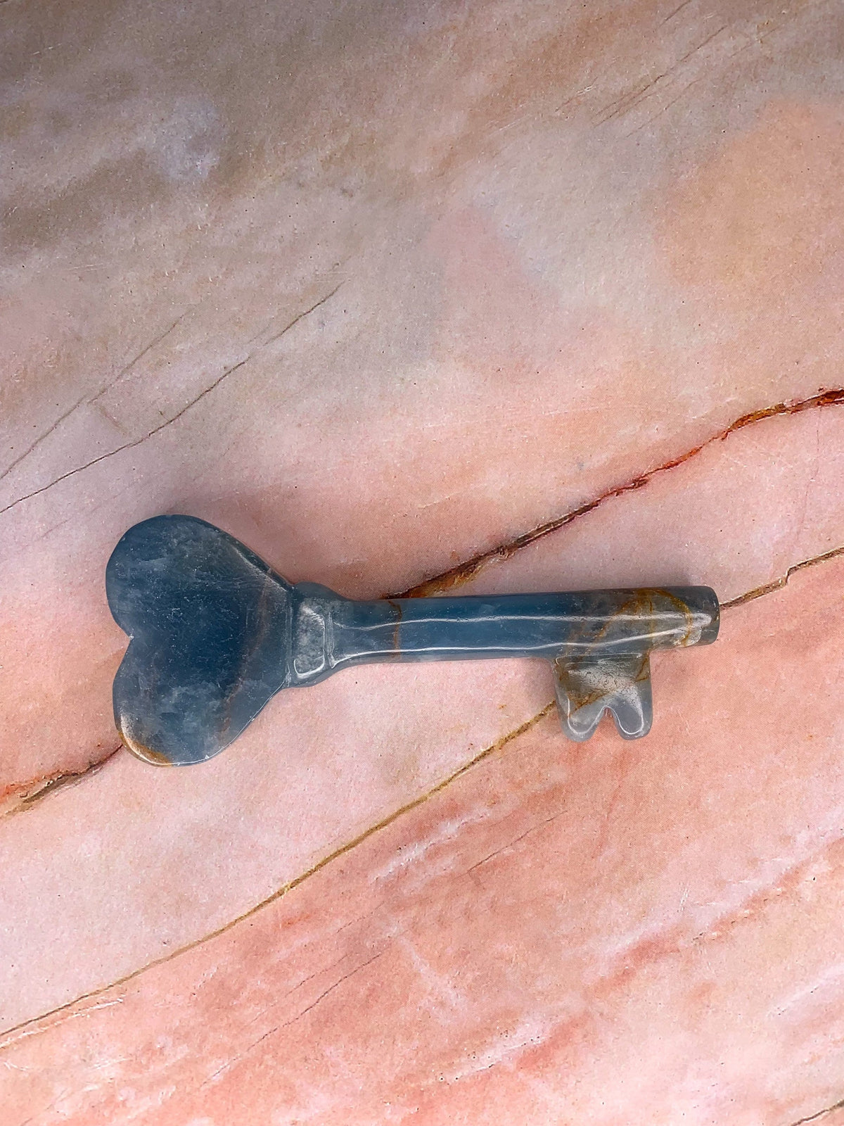 Blue Onyx Heart Key, Blue Onyx Key Carving, Blue Onyx Crystal, Large Blue Onyx, Blue Crystals