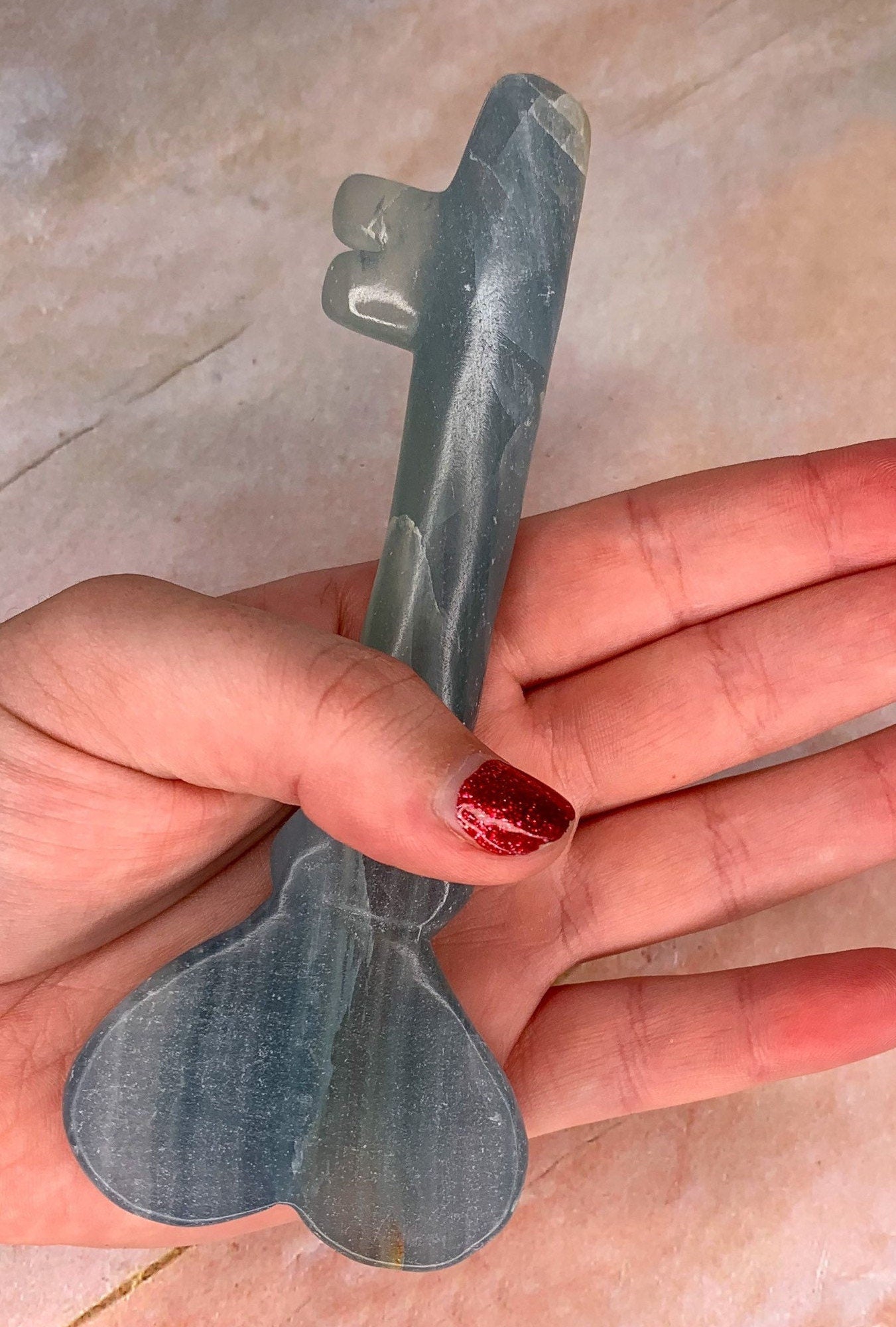 Blue Onyx Heart Key, Blue Onyx Key Carving, Blue Onyx Crystal, Large Blue Onyx, Blue Crystals