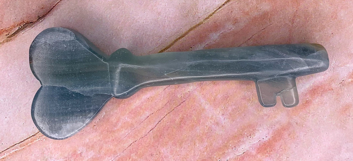 Large  Blue Onyx Crystal Heart Key