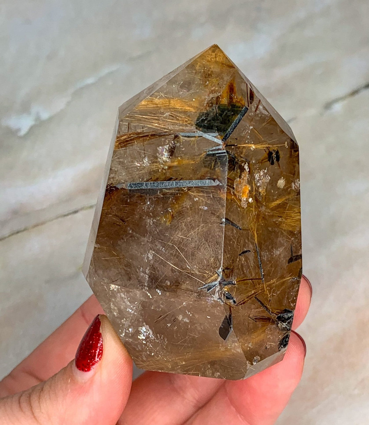 Golden Rutilated Quartz Crystal - Natural Freeform Polished