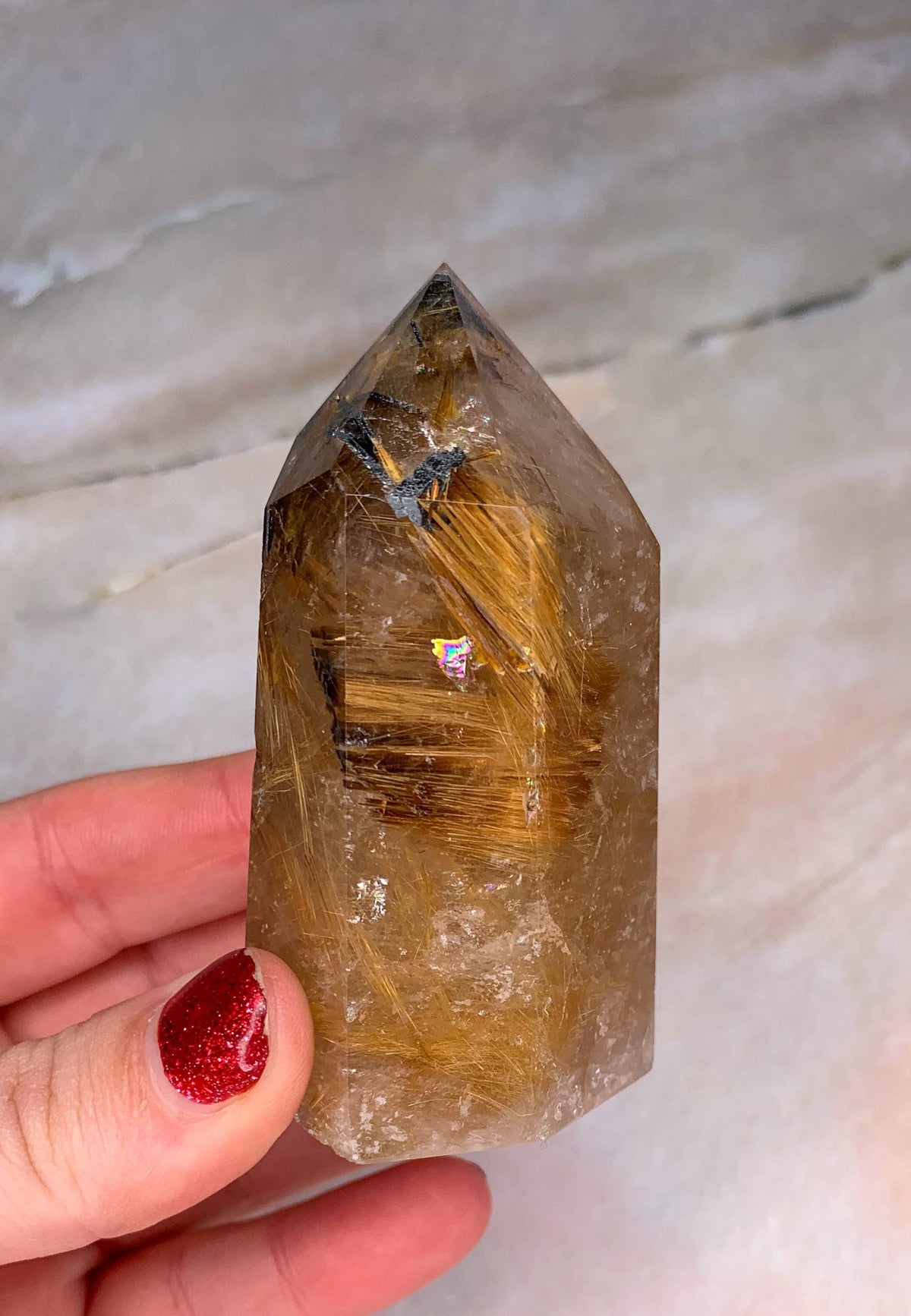 Natural Freeform Polished Golden Rutilated Crystal Quartz